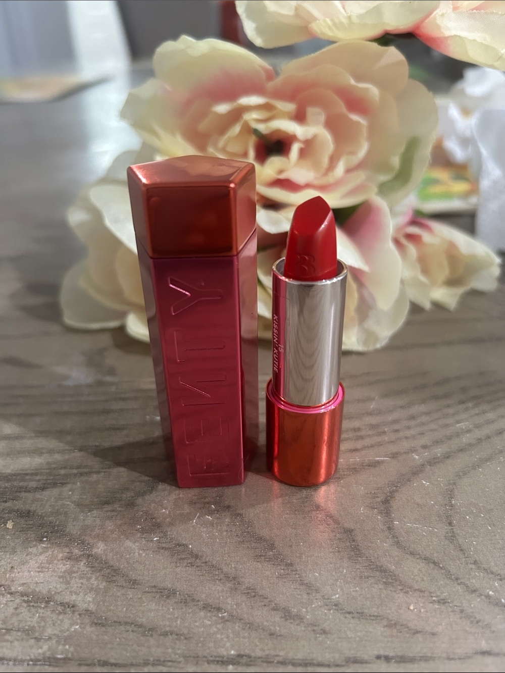 Red Satin Lipstick - Vibrant Red Shade kissin kutie